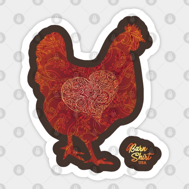 Chicken Lover - Maroon - Barn Shirt USA Sticker by Barn Shirt USA